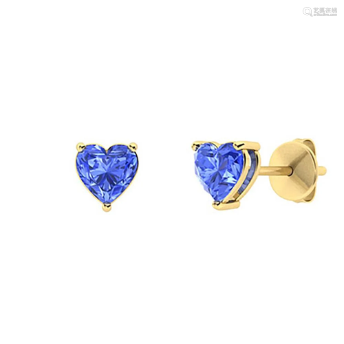 2.56 CTW Ceylon Sapphire Studs Earrings 18K Yellow Gold