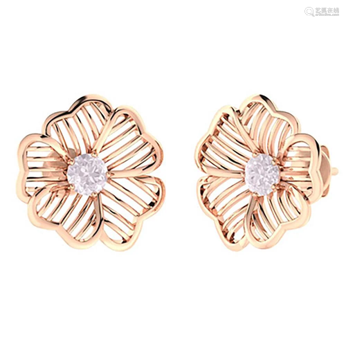 1.26 CTW Rose Quartz Halo Earrings 18K Rose Gold