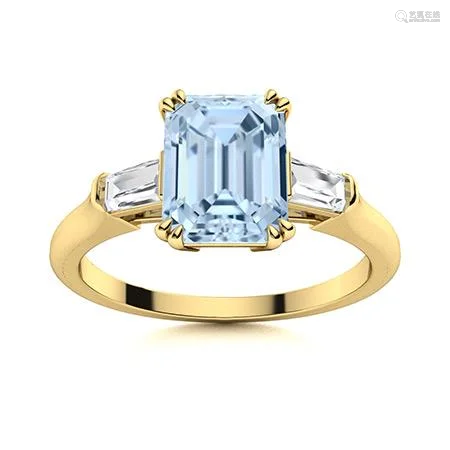 Natural 1.17 CTW Aquamarine & Diamond Engagement Ring