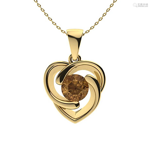 0.82 ctw Brown Diamond Necklace 18K Yellow Gold