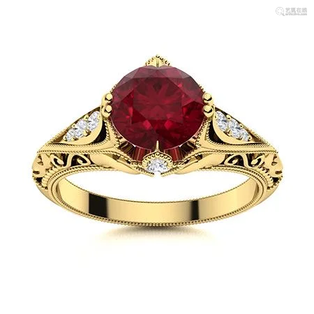 Natural 1.43 CTW Ruby & Diamond Engagement Ring 14K