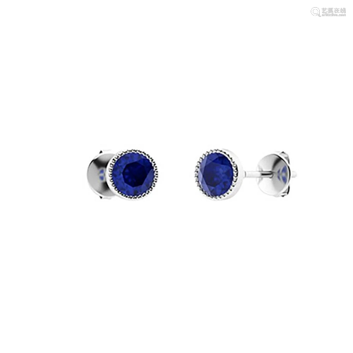 0.46 CTW Sapphire Studs Earrings 18K White Gold