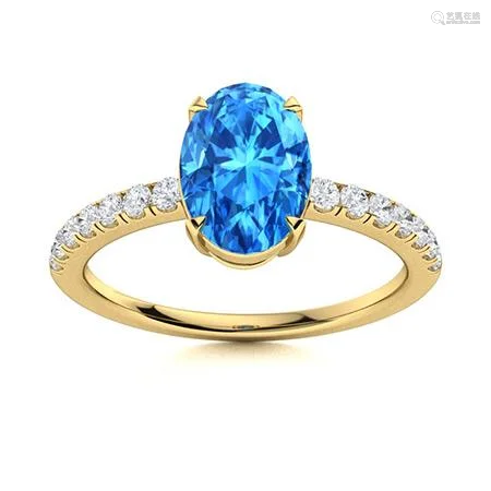 Natural 4.29 CTW Topaz & Diamond Engagement Ring 18K