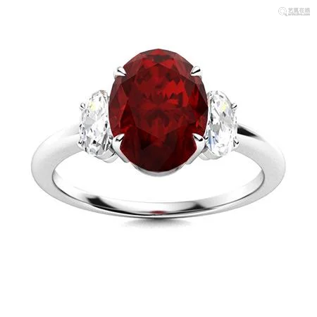 Natural 2.36 CTW Garnet & Diamond Engagement Ring 18K