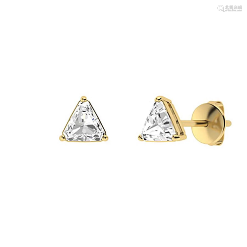 2.96 CTW White Topaz Studs Earrings 18K Yellow Gold