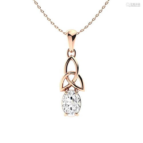 1.05 ctw White Topaz Necklace 18K Rose Gold