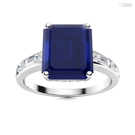 Natural 5.93 CTW Sapphire & Diamond Engagement Ring 14K