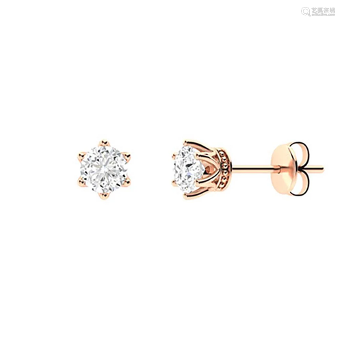 2.06 CTW Diamond Studs Earrings 18K Rose Gold