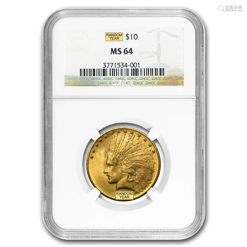 $10 Indian Gold Eagle MS-64 NGC (Random)