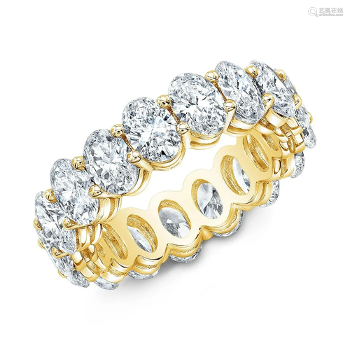 Natural 8.02 CTW Oval Cut Diamond Eternity Ring 14KT