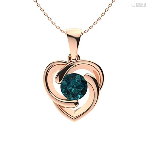 1.52 ctw Blue Diamond Necklace 14K Rose Gold