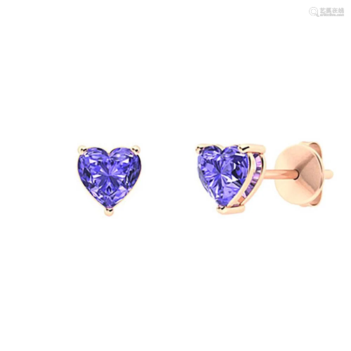 1.34 CTW Tanzanite Studs Earrings 14K Rose Gold