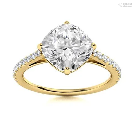 Natural 2.96 CTW Diamond Solitaire Ring 14K Yellow Gold