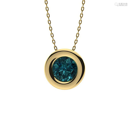 0.82 ctw Blue Diamond Necklace 18K Yellow Gold