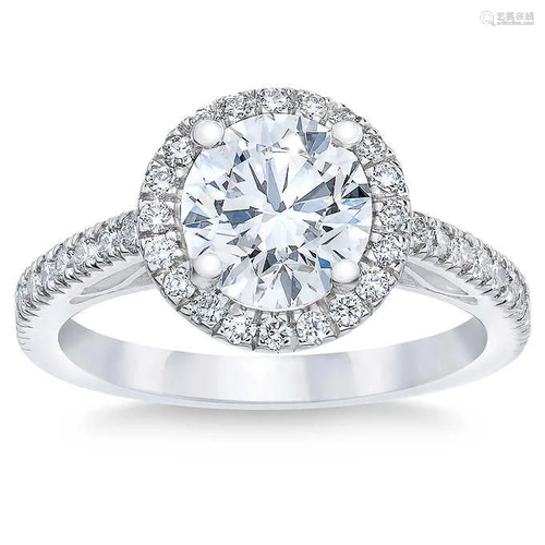 Natural 2 CT Diamond Engagement Ring 18K White Gold