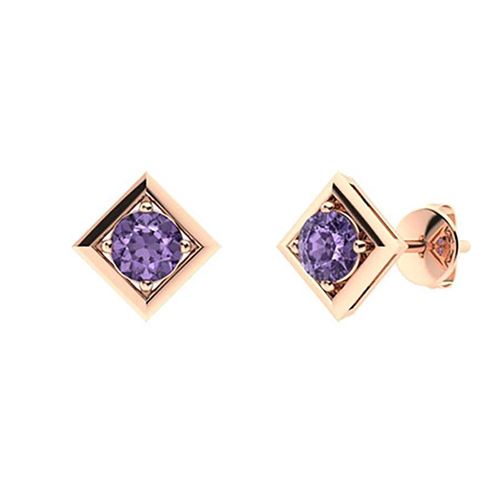 1.26 CTW Iolite Studs Earrings 18K Rose Gold