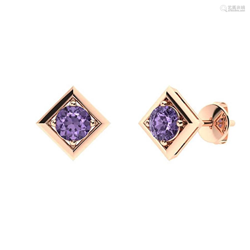 1.26 CTW Iolite Studs Earrings 18K Rose Gold