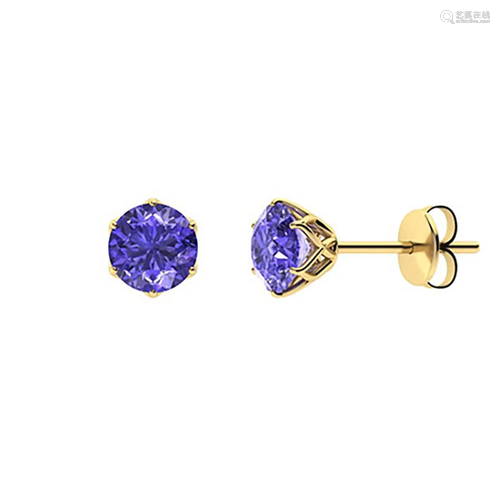 2.14 CTW Tanzanite Studs Earrings 18K Yellow Gold