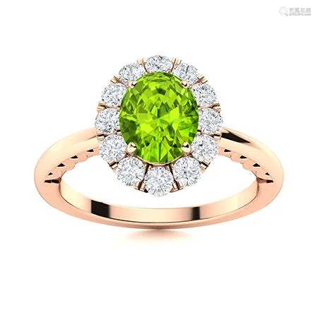 Natural 1.32 CTW Peridot & Diamond Engagement Ring 14K