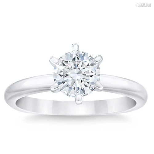 Natural 1 CT Diamond Solitaire Ring 18K White Gold