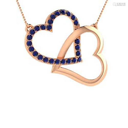 0.44 ctw Blue Sapphire Necklace 18K Rose Gold