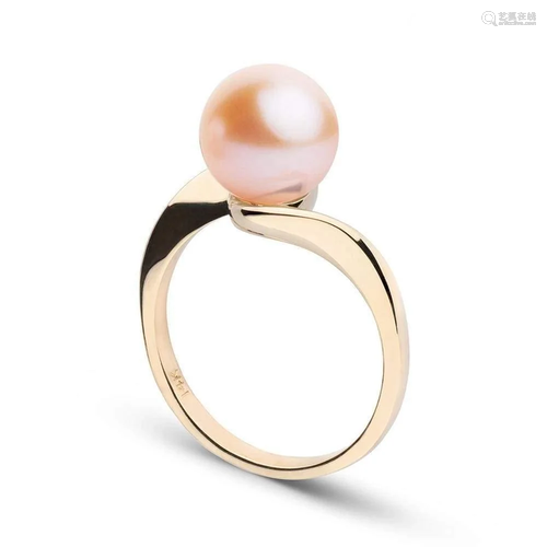 Gem Quality Pink Freshwater Pearl Serenity Solitaire