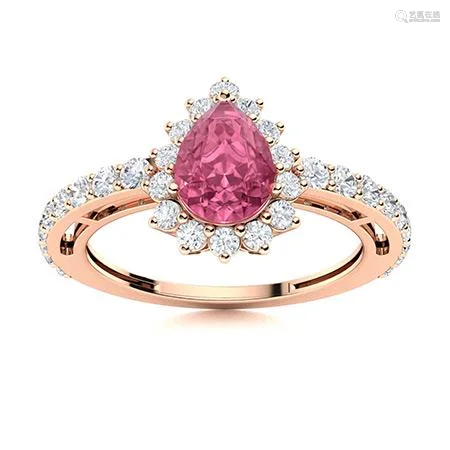 Natural 1.31 CTW Tourmaline & Diamond Engagement Ring