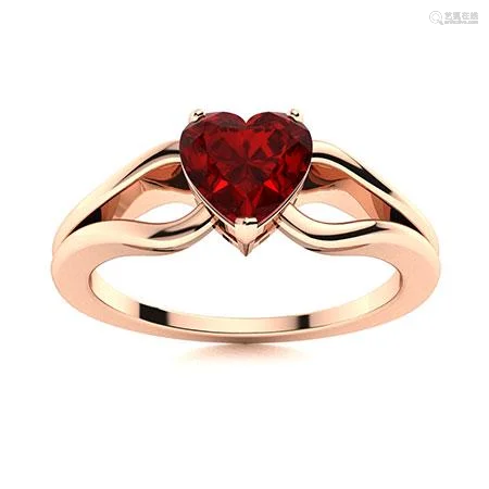 Natural 1.11 CTW Garnet Solitaire Ring 14K Rose Gold