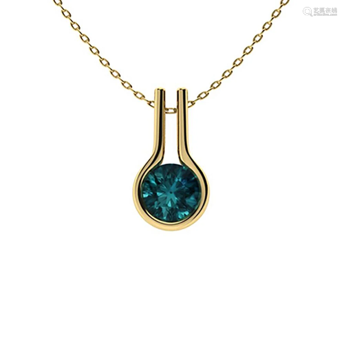 0.47 ctw Blue Diamond Necklace 18K Yellow Gold