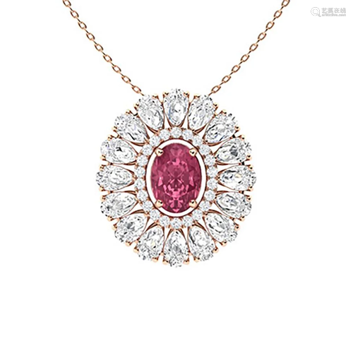 3.44 ctw Tourmaline & Diamond Necklace 18K Rose Gold