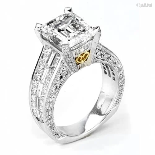 Natural 5.92 CTW Emerald Cut Diamond Engagement Ring