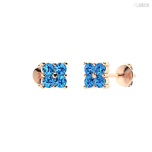 0.46 CTW Blue Topaz Studs Earrings 14K Rose Gold