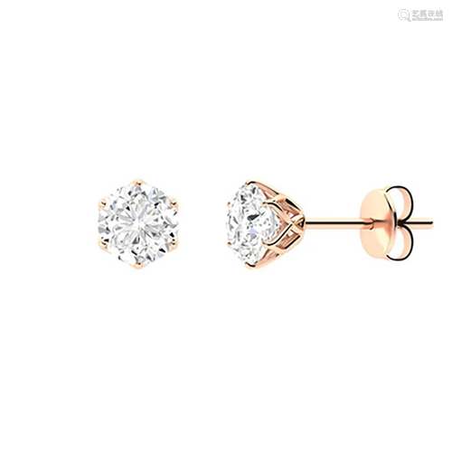 2.06 CTW Diamond Studs Earrings 18K Rose Gold