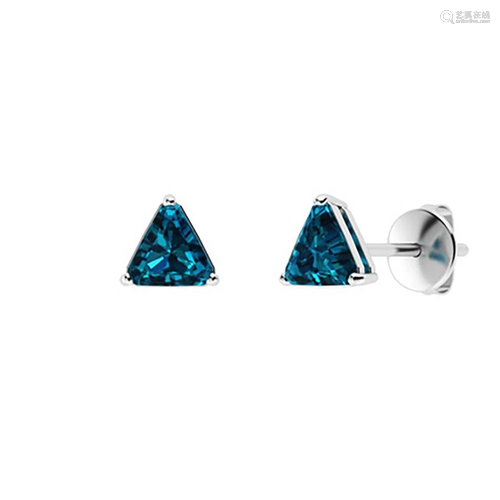 2.96 CTW London Blue Topaz Studs Earrings 14K White