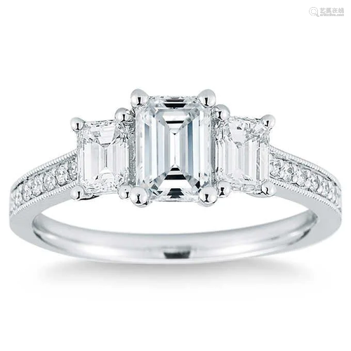 Natural 2.35 CT Diamond Bridal Ring 18K White Gold