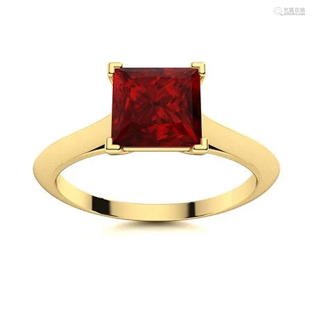 Natural 1.09 CTW Garnet Solitaire Ring 14K Yellow Gold