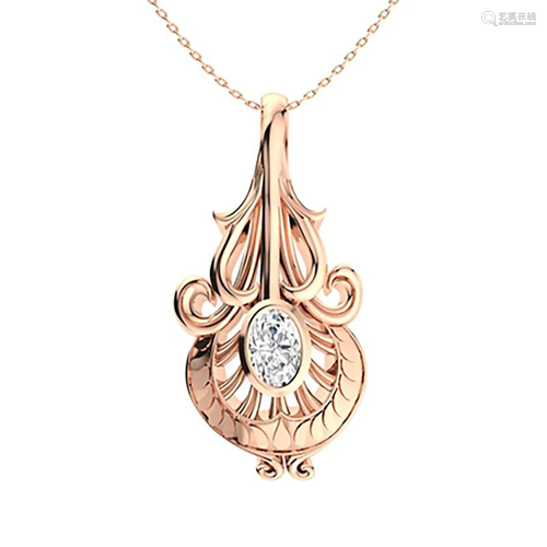 0.77 ctw Diamond Necklace 18K Rose Gold