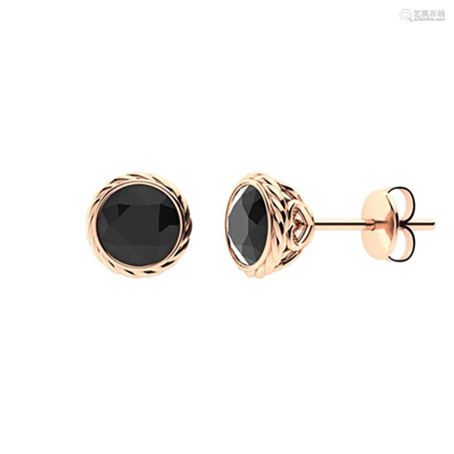 1.66 CTW Black Diamond Studs Earrings 14K Rose Gold