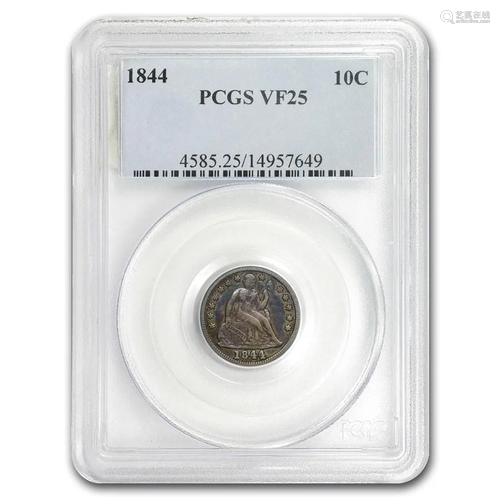 1844 Liberty Seated Dime VF-25 PCGS