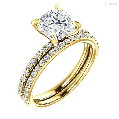 Natural 1.72 CTW Cushion Cut Diamond Engagement Set