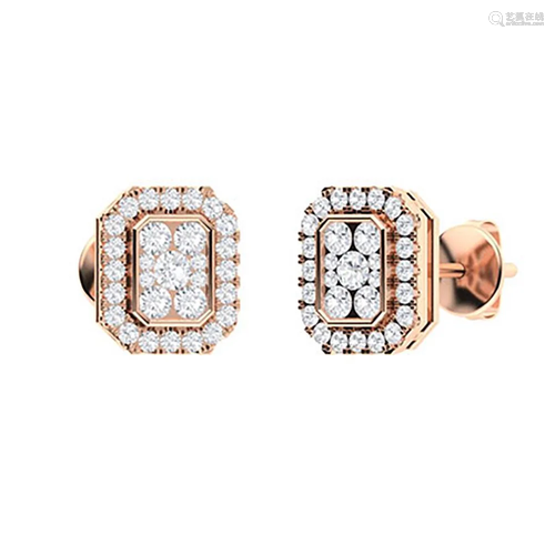 0.39 CTW Diamond Halo Earrings 18K Rose Gold