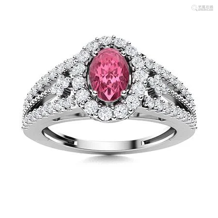 Natural 0.91 CTW Tourmaline & Diamond Engagement Ring