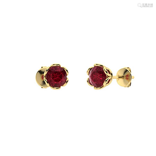 0.46 CTW Ruby Studs Earrings 14K Yellow Gold