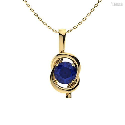 1.32 ctw Blue Sapphire Necklace 14K Yellow Gold