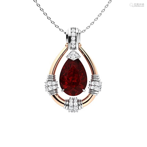 2.76 ctw Garnet & Diamond Necklace 18K White Gold