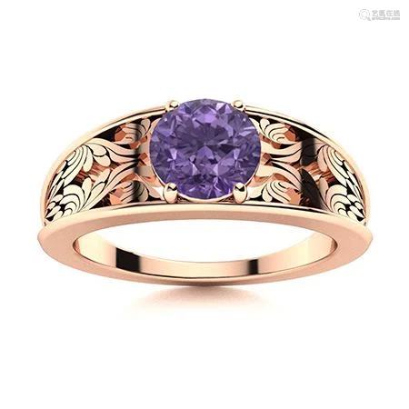 Natural 1.41 CTW Iolite Solitaire Ring 14K Rose Gold