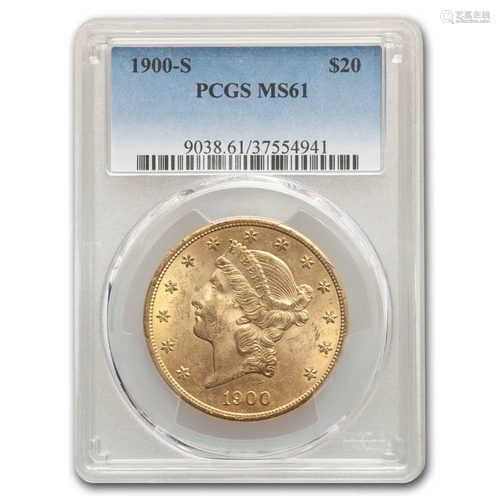 1900-S $20 Liberty Gold Double Eagle MS-61 PCGS