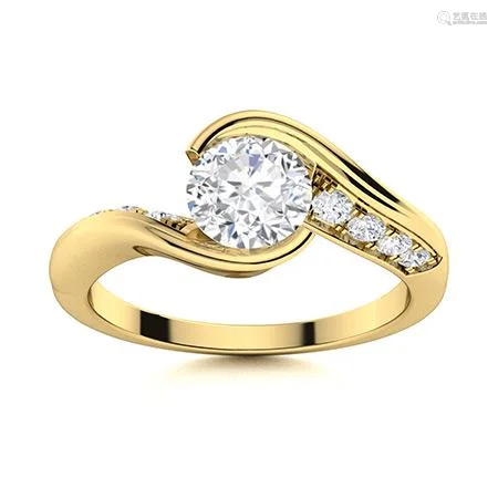 Natural 1.22 CTW Diamond Solitaire Ring 18K Yellow Gold