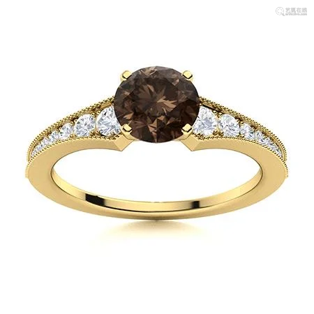 Natural 0.96 CTW Smoky Quartz & Diamond Engagement Ring