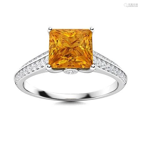 Natural 1.07 CTW Citrine & Diamond Engagement Ring 14K